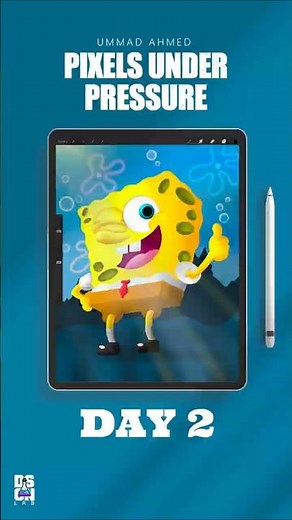 Day 2 of Pixels Under Pressure: 3D SpongeBob Under the Sea! #illustration #spongebob