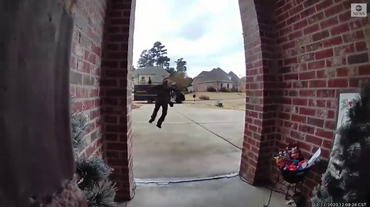 UPS driver jumps for joy after homeowners leave bowl of snacks