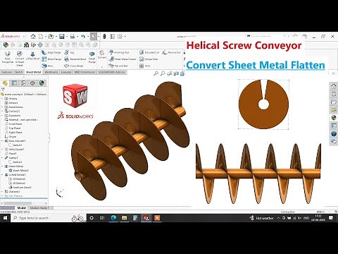 ✅Helical Screw conveyor calculate in flat form using Solidworks sheet metal
