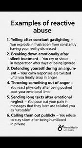 Examples of reactive abuse #ReactiveAbuse #EmotionalManipulation #NarcissisticAbuse #ToxicRelationships #KnowTheSigns #AbuseAwareness #Gaslighting #EmotionalAbuse #TraumaResponse #MentalHealthAwareness #HealingJourney #StopTheCycle #PsychologyFacts #MentalHealthMatters #RelationshipAwareness | Mental health with Omoye