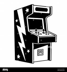 Classic 2 player arcade machine, black and white cartoon drawing. Vintage video game vector illustration Stock Vector Image & Art - Alamy