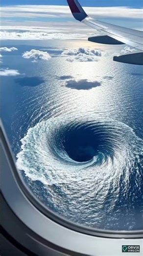 🌀Incredible Ocean Vortex Captured from an Airplane Window!