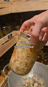 We use this pickled cabbage to make coleslaw. Drain and add mayo and spices. It's good with that vinegar tang! #canningrecipes #howtocan #canningandpreserving #cabbage #coleslaw #farmmom #backyardfarm #growfood #prepper | Wild Haven Farm
