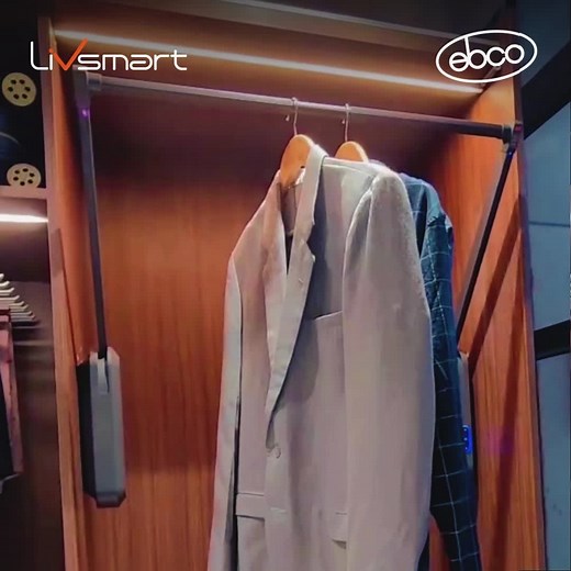 Ebco Hardware Solutions on Instagram: "Experience effortless convenience with the Ebco Wardrobe Lift Electric! Maximize your wardrobe space and access your clothes with just the touch of a button. Functionality meets innovation for a seamless lifestyle. ㅤ #Ebco #EffortlessLiving #SmartStorage"