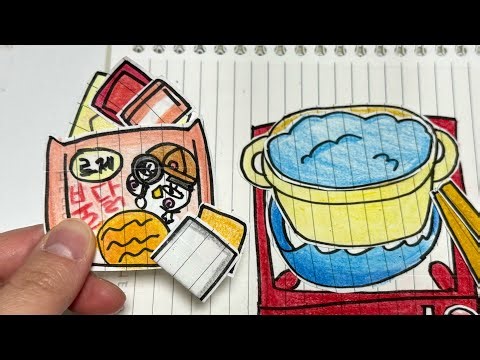 🩷Paperdiy🩷 Making Cheese Rosé Buldak Ramen🍜 치즈 로제 불닭볶음면 만들기, 종이놀이 ASMR