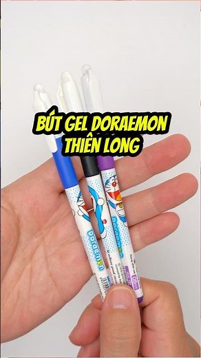 Thien Long Doraemon gel pens, blue, black, purple pens. #dodunghoctap #reviewvanphongpham #tieuth...