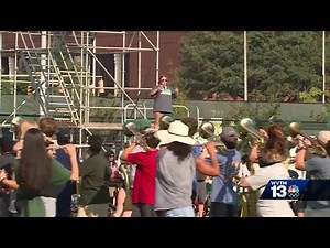 UAB Marching Blazers perform in new stadium with all female drum majors