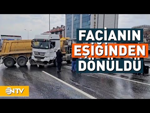 Hafriyat Kamyonu Bariyerlere Çarptı | NTV