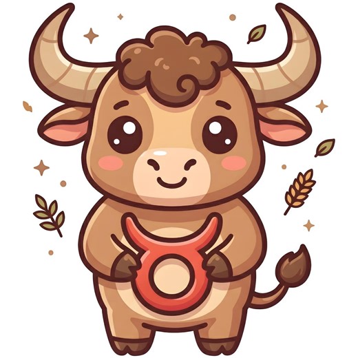 Cute Taurus Zodiac Digital Design - Kawaii Astrology Art Print for May Birthday Gift, Chibi Bull PNG Instant Download - Etsy