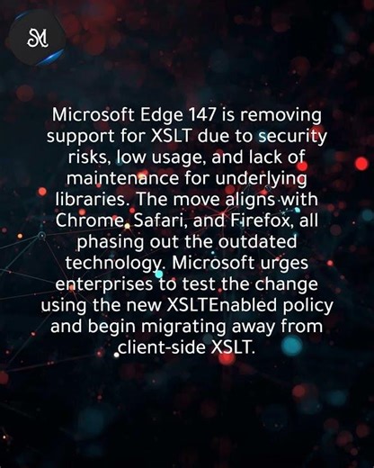 Microsoft to drop XSLT support in Edge