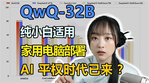 【含教程/资源包】8分钟实现AI自由· 零基础家用机部署QwQ-32B教程(评分超DeepSeek-R1)