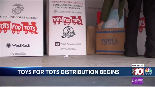 Volunteers work to distribute toys after record-breaking year for Toys for Tots