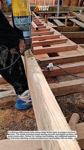 Insane Carpenter Drill Trick! Fast Perfect Holes in Thick Timber (Satisfying Woodworking)