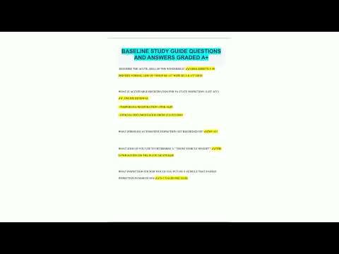 BASELINE STUDY GUIDE QUESTIONS AND ANSWERS GRADED A20