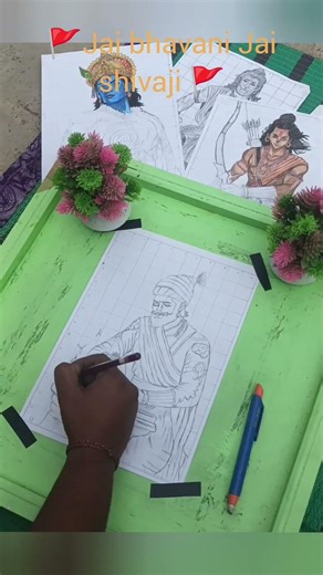 Jai bhavani Jai shivaji 🚩😱 pencil drowing #drawing #art #shortvideo #sketch #shortsfeed #shivaji