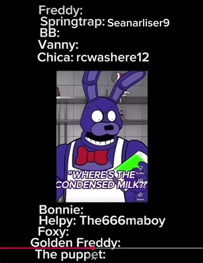 add your voice on!!!! Taken voices!!! chica☆ and helpy!☆ along with Springtrap #fivenightsatfreddys