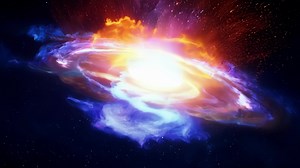 The atmosphere explodes with vibrant colors as the plasma storm rages on leaving a trail of glittering particles in its wake..