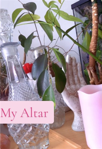 I’m redoing my space and just threw this on here for the week.. it’s very aesthetically pleasing! But 🥂 to change #altar #altarideas #witches #spiritualtok #wiccan