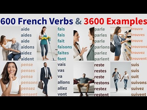 600 French Verbs conjugations & daily Sentence Examples & pictures, conjugaisons des verbes français