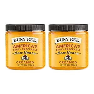 Busy Bee Creamed Raw Unfiltered Honey, 12 OZ (Pack of 2), Made in the USA