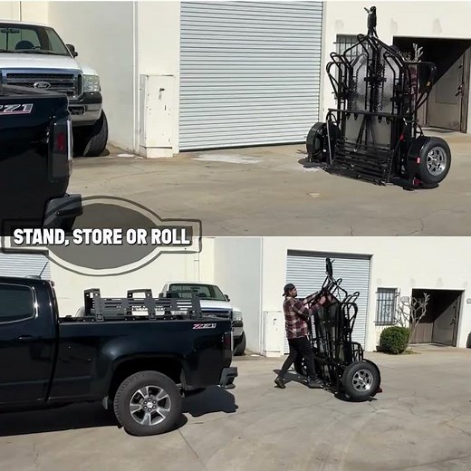 Stand store or roll premium stand up motorcycle trailer now available! #standuptrailer