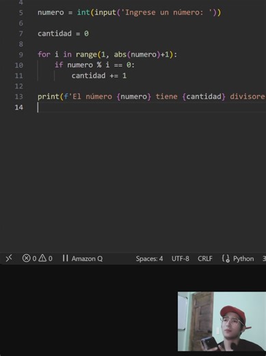 Solicite un número y muestre cuantos divisores tiene #pythonfacil #pythondesdecero #python #aprendepython #deepvisionh2m