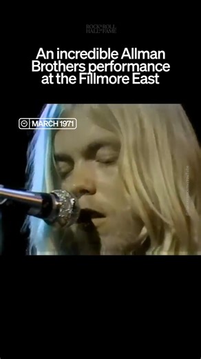 Few sounds hit like young Gregg Allman’s voice soaring over Duane Allman’s guitar. Nearly 55 years ago, a hungry rock band from Jacksonville played a series of live concerts at New York City’s Fillmore East — and it became one of the most impressive live albums in rock & roll history. The Allman Brothers Band’ At Fillmore East helped show what a roaring rock & roll live album could be, with their performance of "Whipping Post" being a prime example. | Rock & Roll Hall of Fame