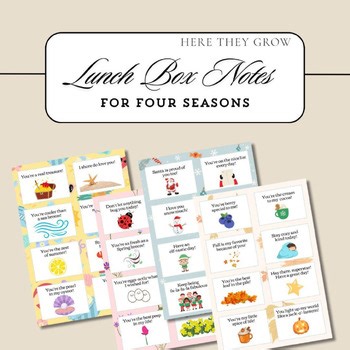 Printable Lunch Box Notes for Kids: 24 Seasonal Cards