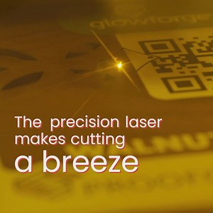 Skip the blades & sticky mats. Easily laser cut intricate cards, acrylic keychains, custom signs, & more with Glowforge Aura. | Glowforge