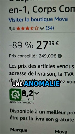 Aspirateur anormalement bas – possible erreur de prix