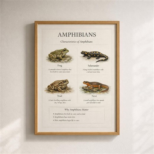 Amphibians Poster – Characteristics of Frogs, Toads, Newts (digital Download) - Etsy