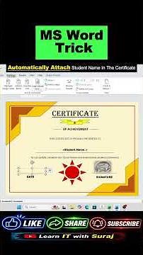 Create 100 Certificates in 1 Click 😱 | Mail Merge in MS Word | Student Name + Date Auto Fill