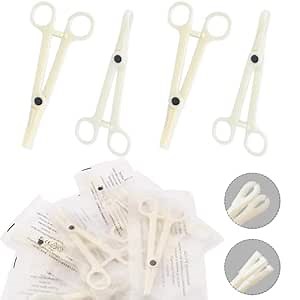 Piercing Clamps Set 20pcs Disposable Plastic Round & Triangle Slot Self-Locking Forceps for Piercing Needles & Jewelry, Professional & Home Use