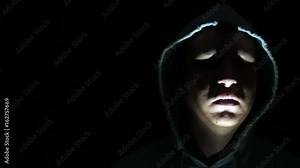 Horror scene man face. Scary evil many faces. Devil spiritual exorcism.