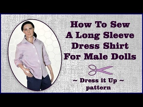 Doll Clothes Sewing Tutorial / DIY Men's Collared Dress Shirt for Ken to BJD / Dress it Up Pattern