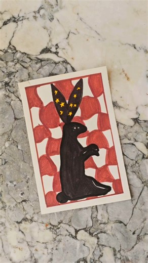 Try this : Only 3 colors to draw a rabbit you could frame at home 🐇 #artprocess #arttutorial