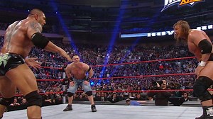 John Cena, Triple H and Batista collide as the final three Superstars of the 2008 Royal Rumble Match: Royal Rumble 2008