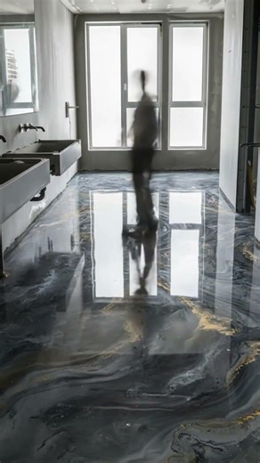 Modern bathroom with stunning epoxy floor!