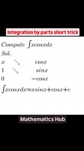 Integration by parts short trick #integration #integrationbyparts #viralreels #viral #maths #solve | Mathematics Hub