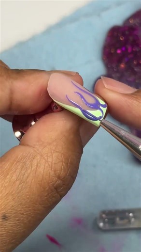 Flame with cheetah print nail art tutorial