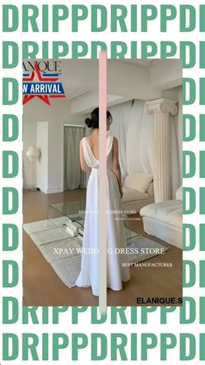 XPAY Elegant Scoop Neck Korea Wedding Party Dresses Cowl Backless Satin Customized Bride Dress Ba...