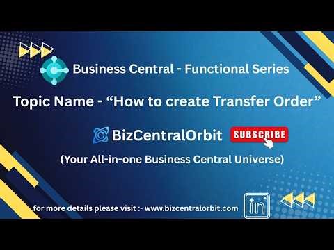 How to create Transfer Order in Business Central
