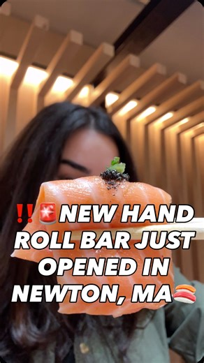 Boston Foodie | Maya on Instagram: "🍣 NEW SPOT ALERT! Lab 13 Handroll Bar just opened in Newton — and it’s so worth the hype 😍 If you haven’t tried hand rolls before, they’re like sushi’s cooler, fresher cousin — made with warm, vinegared rice, crispy nori, and the freshest fish, all rolled right in front of you so every bite is perfect 👌 My favorites? The toro and uni hand rolls (melt-in-your-mouth good 🤤), but honestly the salmon sashimi stole the show 🧡 ✨ Beautiful design, super friendly