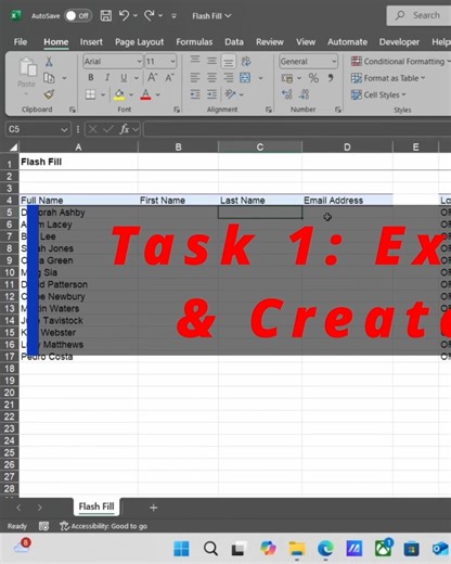 How to Extract and create email id base of 1st and last name. #Excel #ExcelTutorial #ExcelTips #Office365 #ExcelBeginners #ExcelFormulaSeries #FlashFill #OfficeTips | Excel Tricks