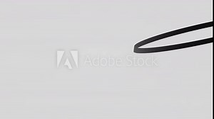 3d sphere passes through a rotating shadow ring on white background. Simple geometric shapes movement.