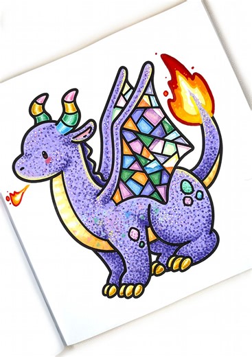 🐲 Stained Glass Dragon | Cozy Animals Coloring Book by Jade Summer #coloring #coloringbook #coloringpages #colorwithme #relaxingcoloring #satisfyingcoloring #jadesummer #jadesummercoloringbook | Jade Summer Coloring Books