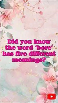 Bore – 5 Meanings | Homonym Explained with Easy Examples #english #vocabs #englishlanguagelearning