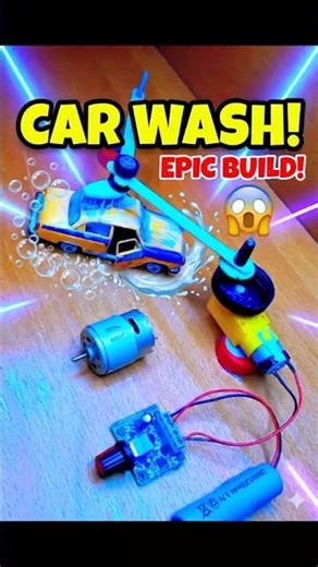 This Tiny Car Wash actually WORKS! 😱🧼 #diy #experiment #engineering #usashorts #dcmotorproject