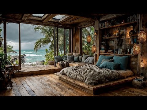 Falling Asleep in a Rustic Beach Hut During a Thunderstorm – Stormy Coastal Atmosphere 🌊⚡