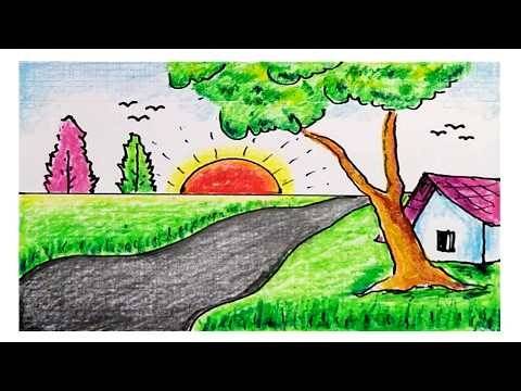 Easy Oil Pastel Drawing for Beginners SUNRISE Scenery 🌅🎨